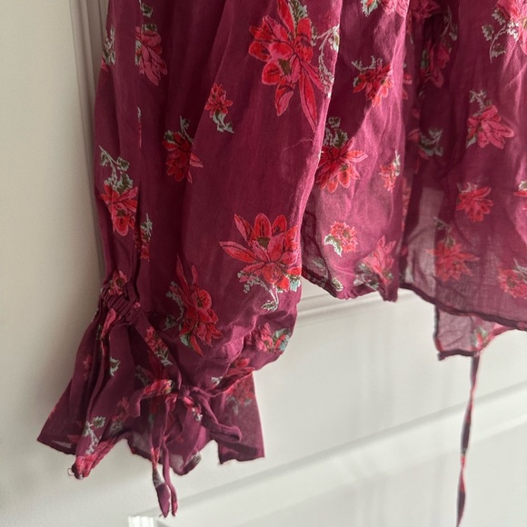 Free People Amanda Ruffle Floral Wrap Top- New With Flaw - Picture 3 of 11